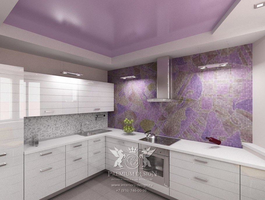 Светло сиреневая кухня