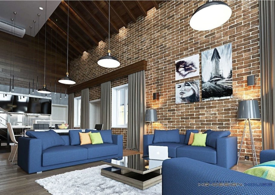 Гостиная в стиле лофт