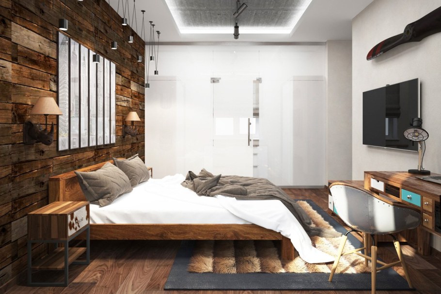 Спальная в стиле лофт