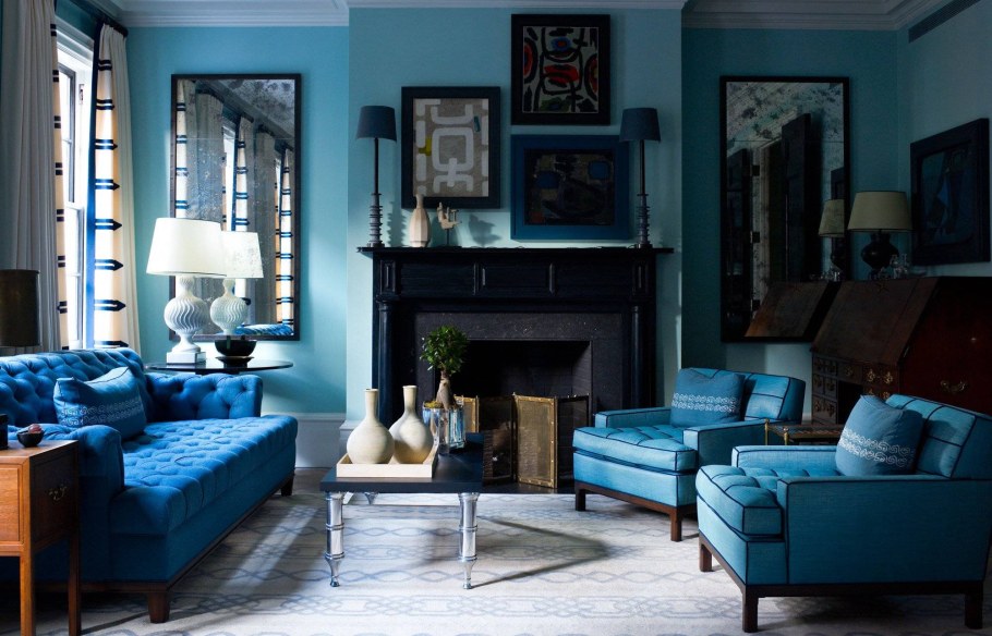 Синяя мебель в интерьере