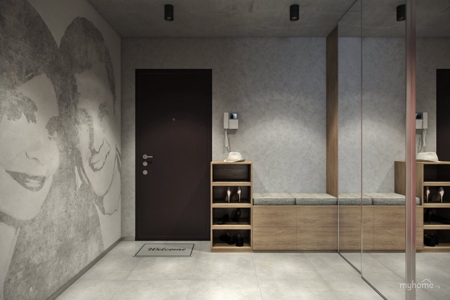 Прихожая в стиле лофт бетон