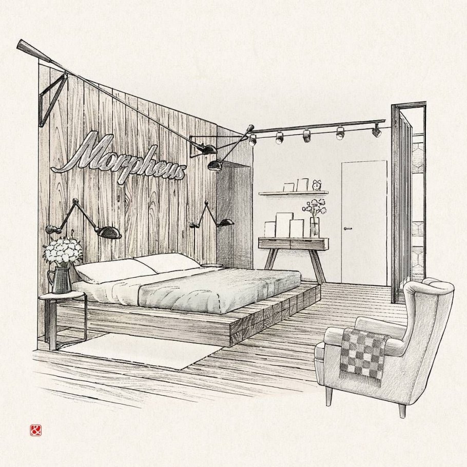 Зарисовка интерьера комнаты