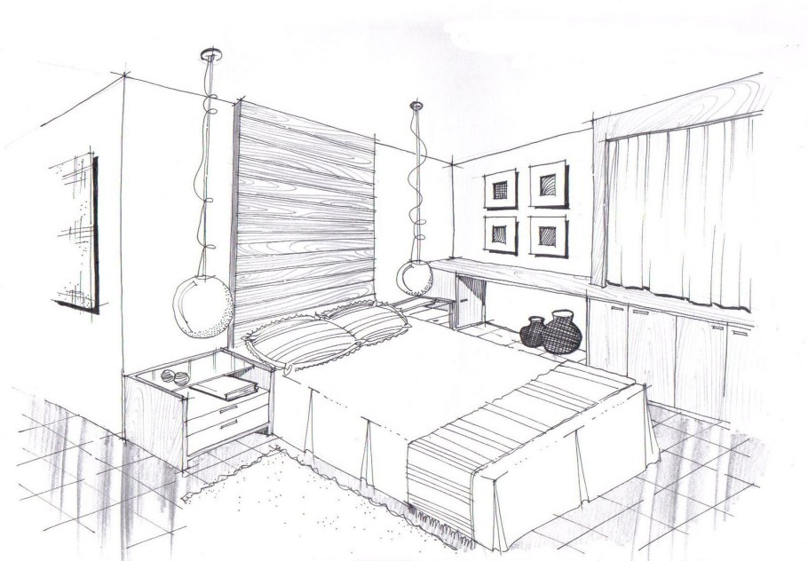 Зарисовка интерьера комнаты