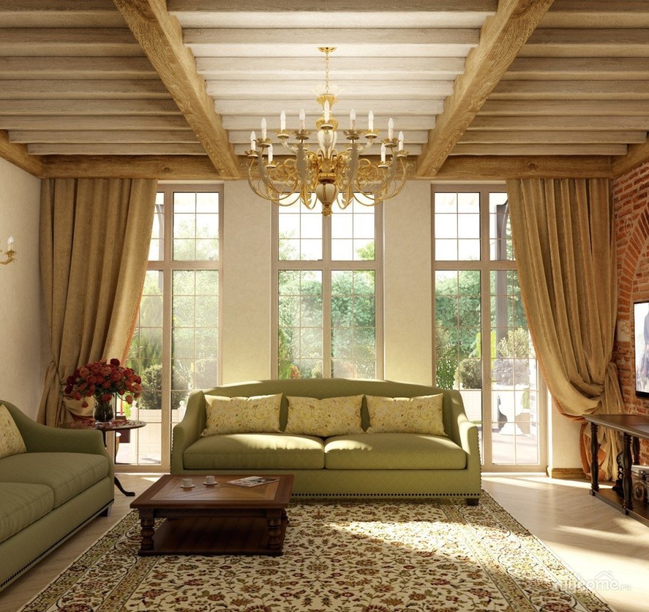 Интерьер зала в частном доме