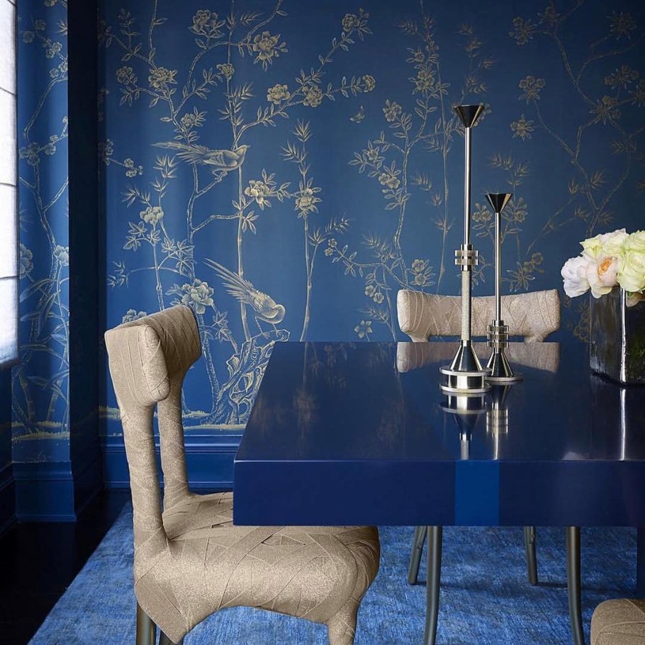 Сине золотой интерьер