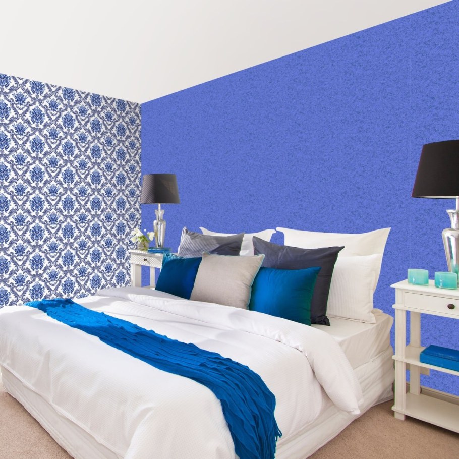 Синие обои в интерьере