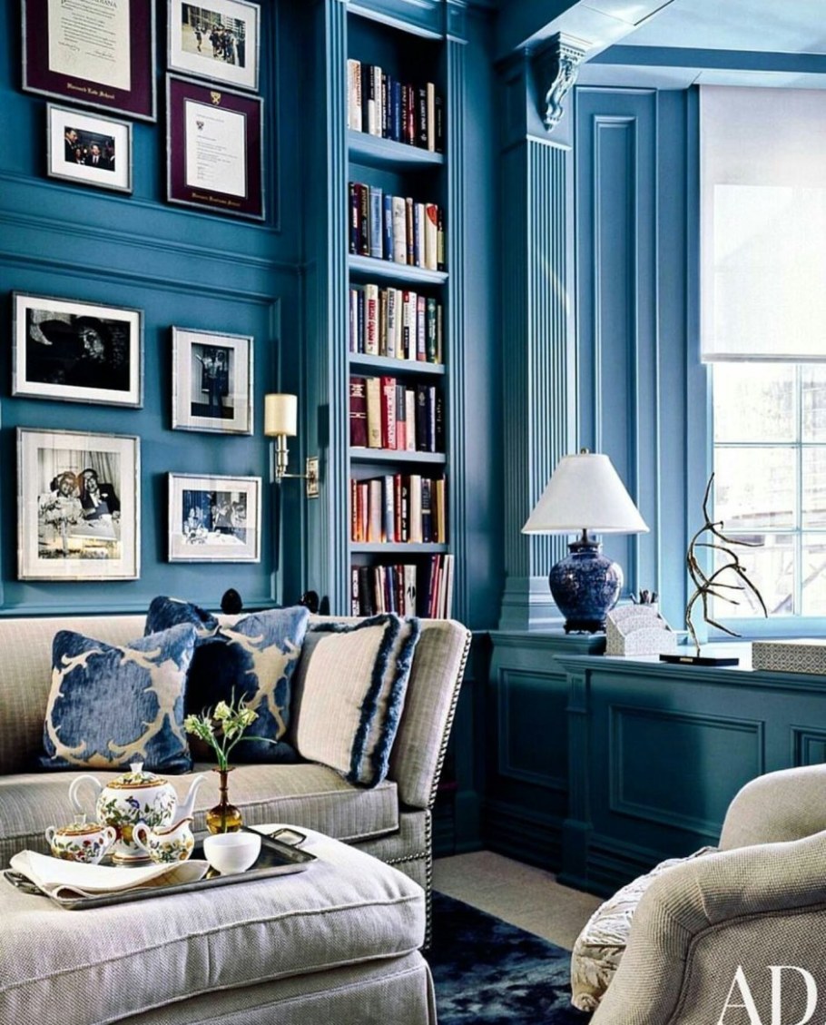 Сине голубой интерьер