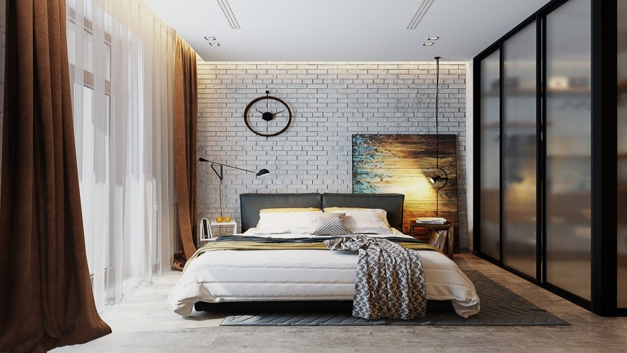 Спальня лофт 12 кв