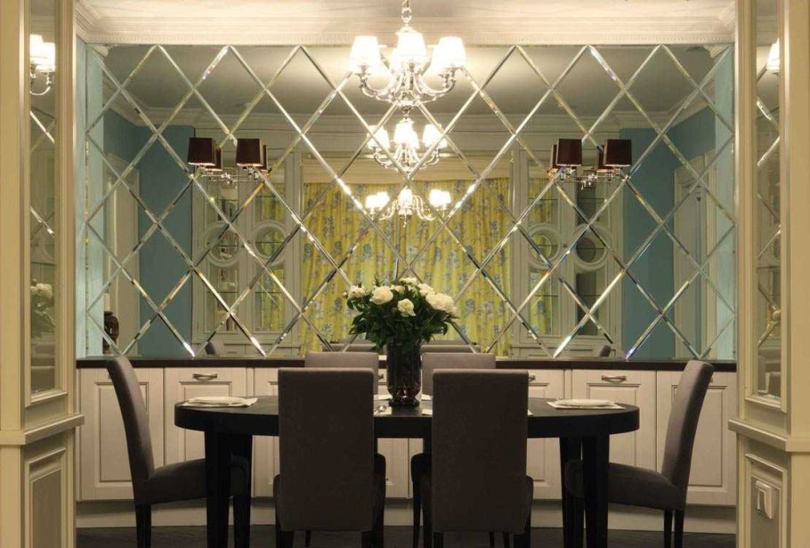 Зеркальная плитка 20*20 серебро с фацетом