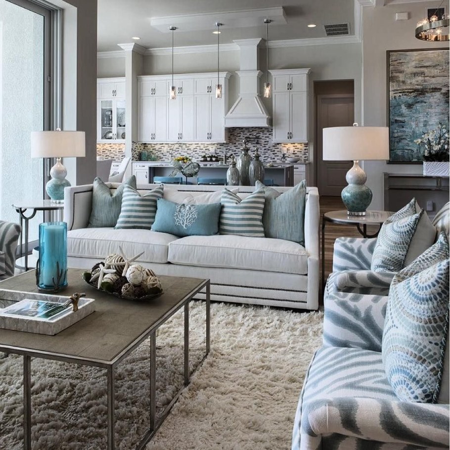 Серо голубой интерьер