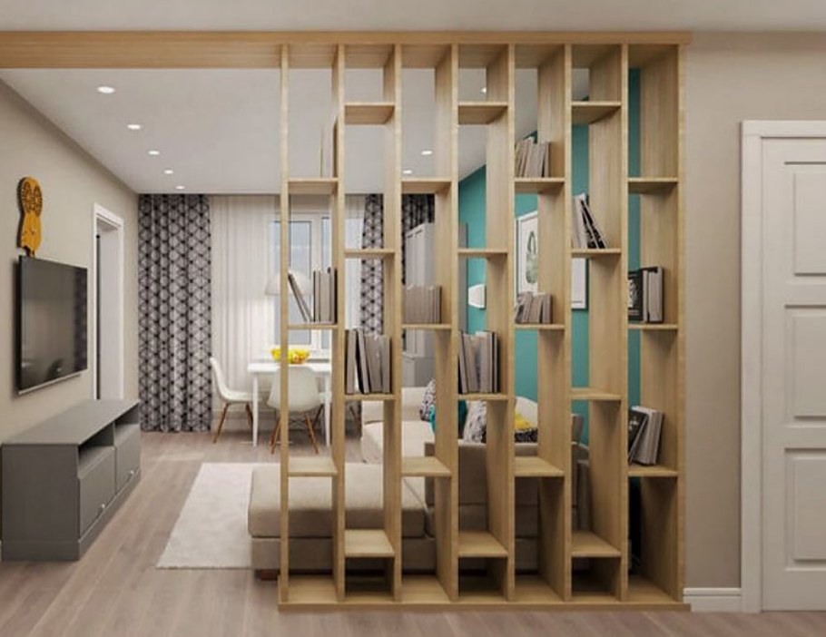 Стеллаж-перегородка для зонирования комнаты