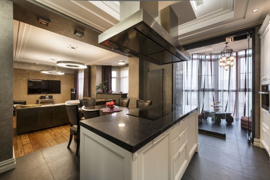 Кухня гостиная с островком АВКУБЕ