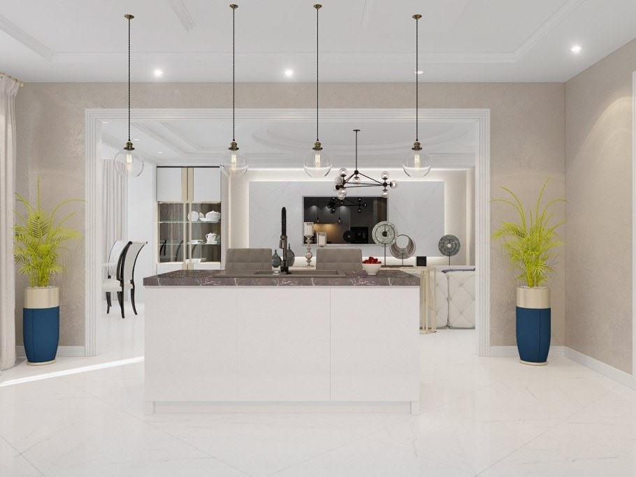 Кухня гостиная с островом