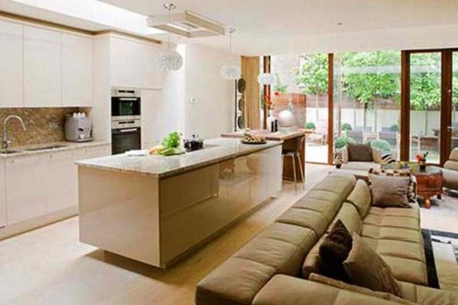 Кухня гостиная с островом