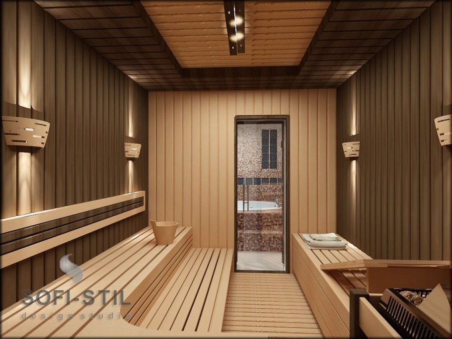 Современная отделка бани