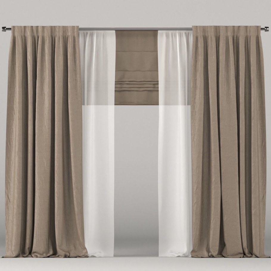 Шторы серые с бежевым