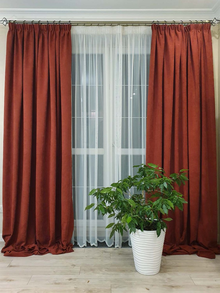 Шторы канвас терракот