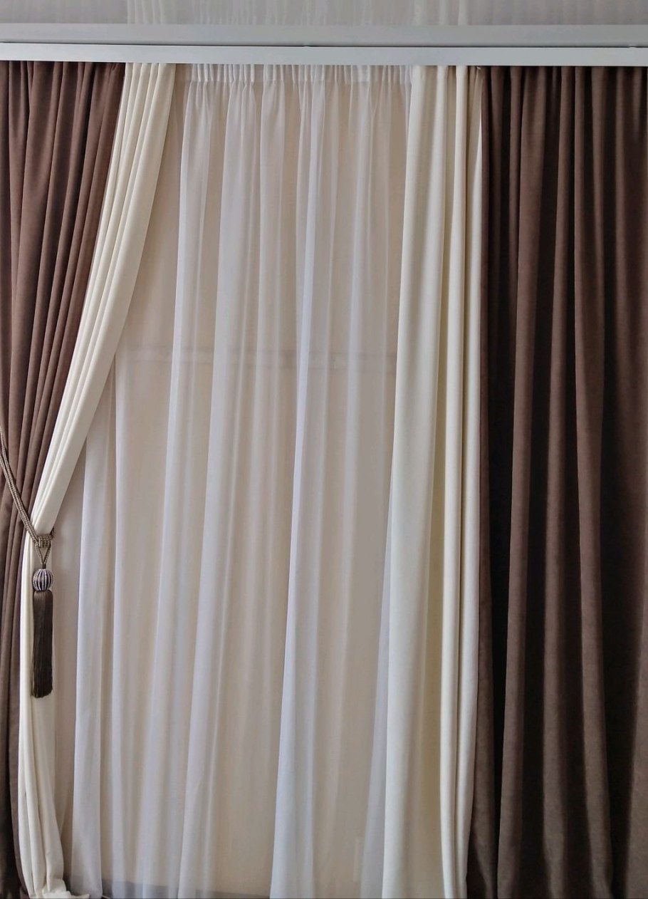 Шторы канвас бежевый в интерьере