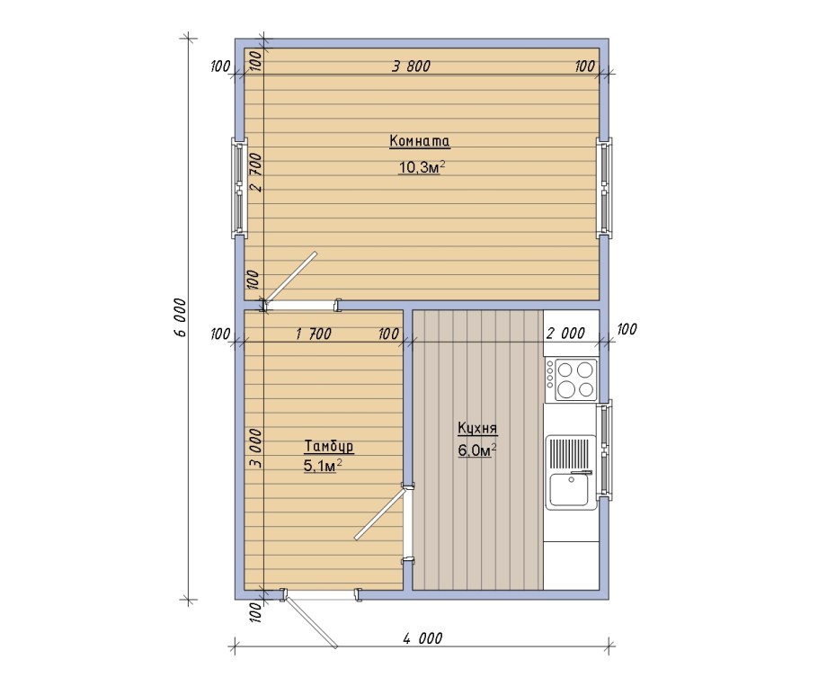 Каркасный домик 4х6 чертежи