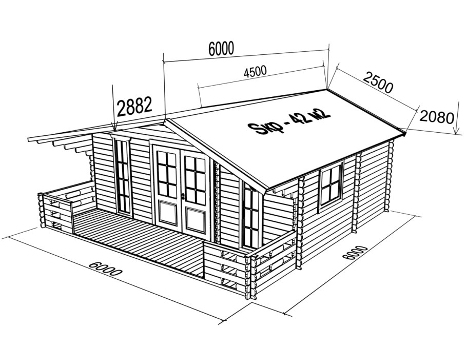 Чертеж дачного домика 6х4