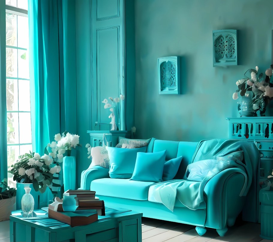 Бирюзовой цвет в интерьере