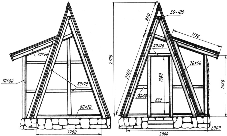 Чертеж дачного туалета типа шалаш