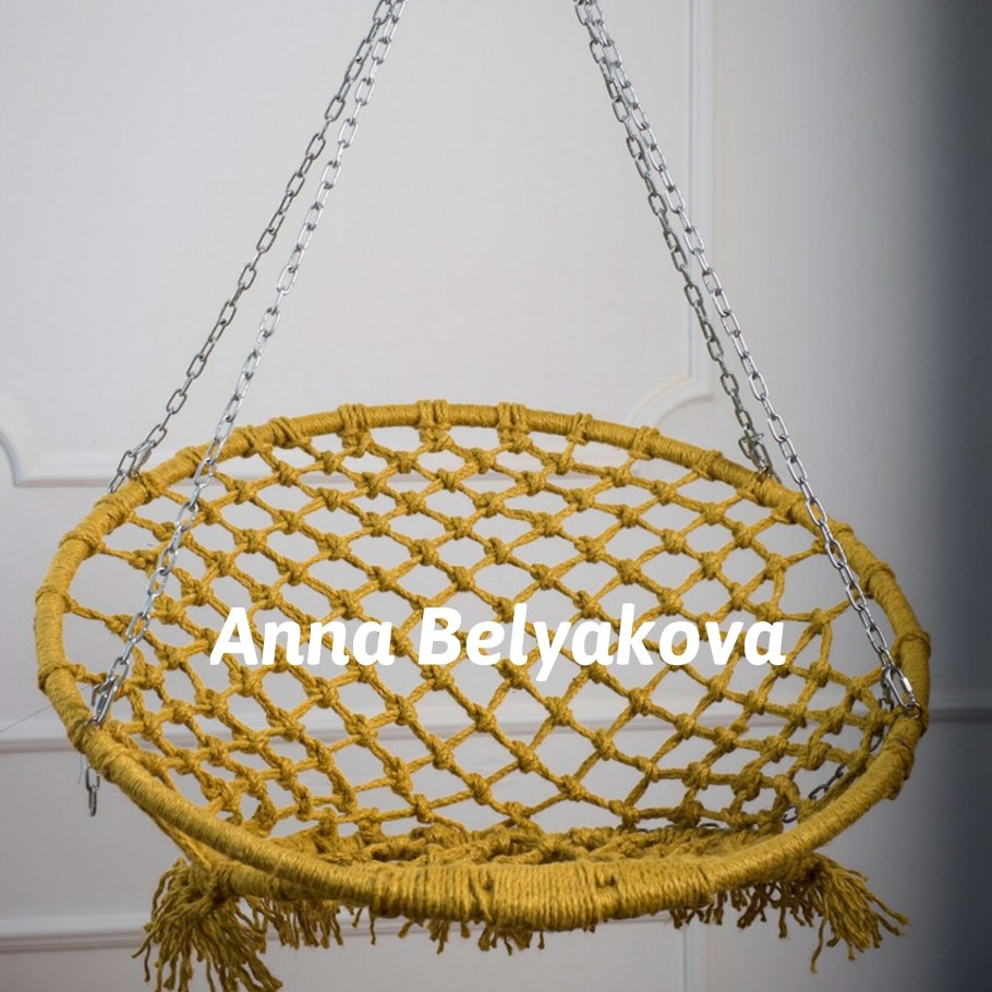 Подвесное кресло плетеное из веревок