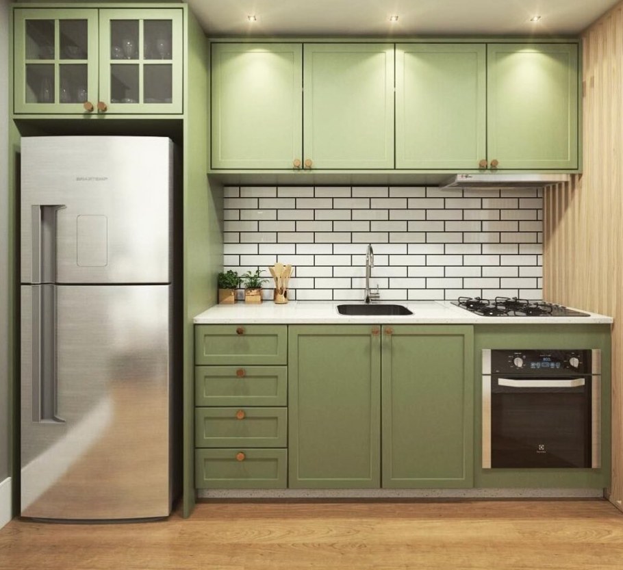 Кухонный гарнитур фисташкового цвета
