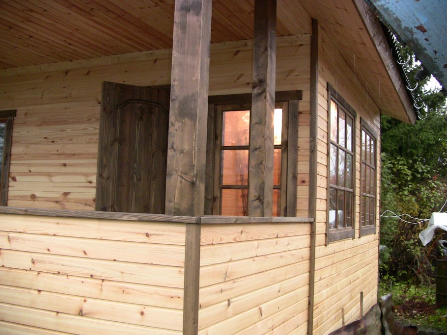 Отделка брусом террасу