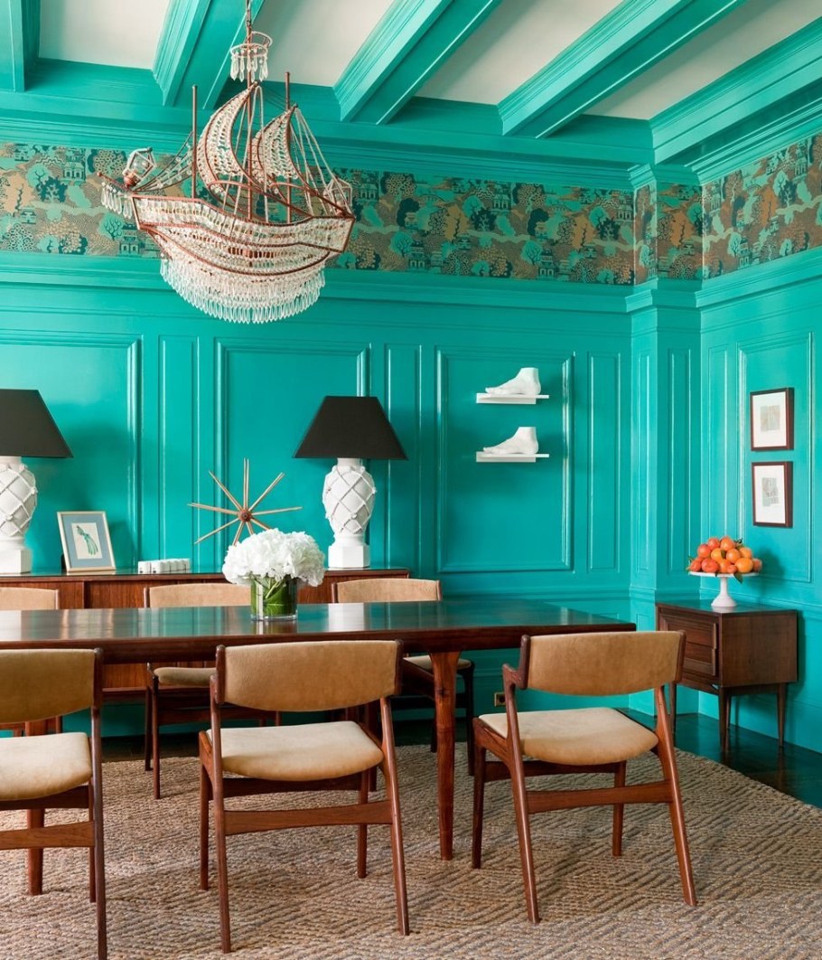 Бирюзовый цвет стен