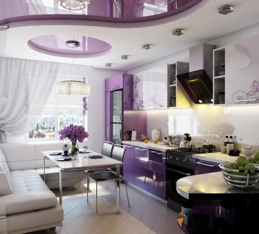 Кухня в сиреневых тонах