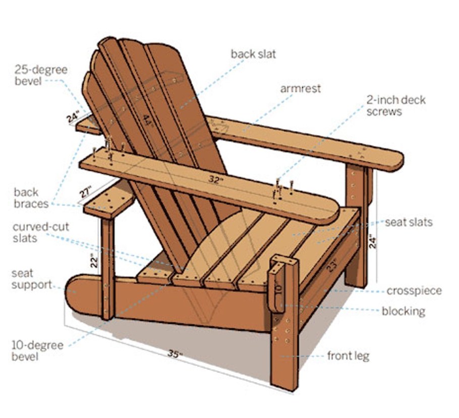 Кресло Adirondack чертежи