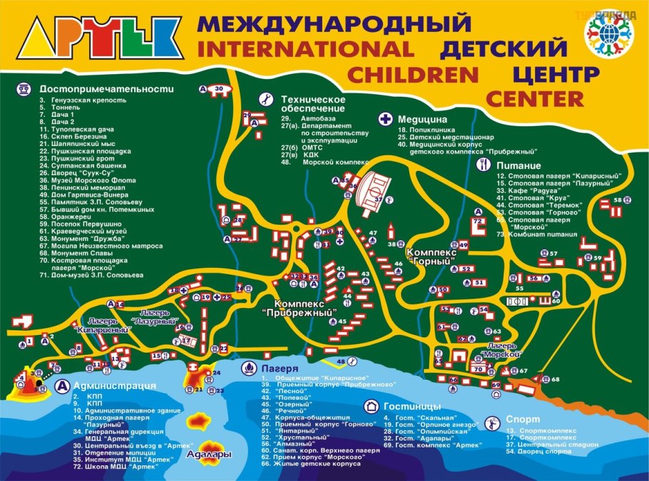 Местоположение лагеря Артек в Крыму