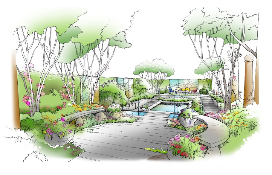 Ландшафт сада рисунок