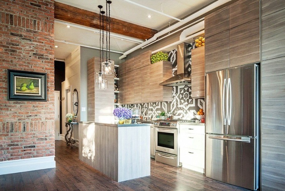 Интерьер кухни в стиле лофт