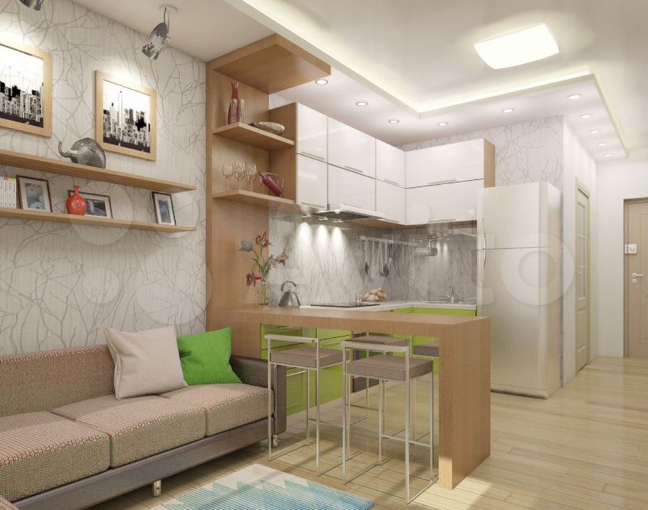 Интерьер студии 18 кв