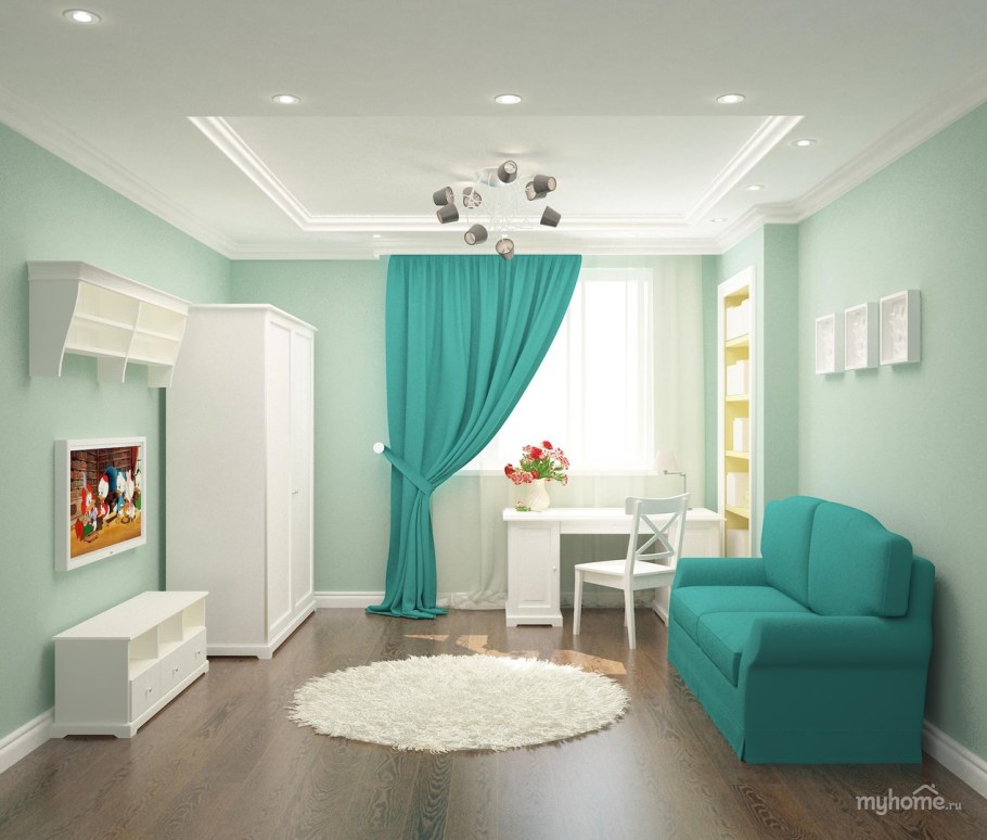 Гостиная в мятном цвете