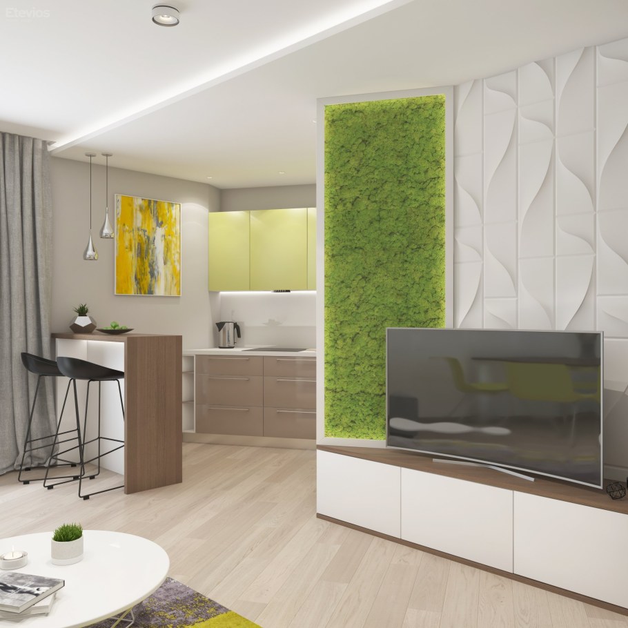 Обои для кухни-гостиной