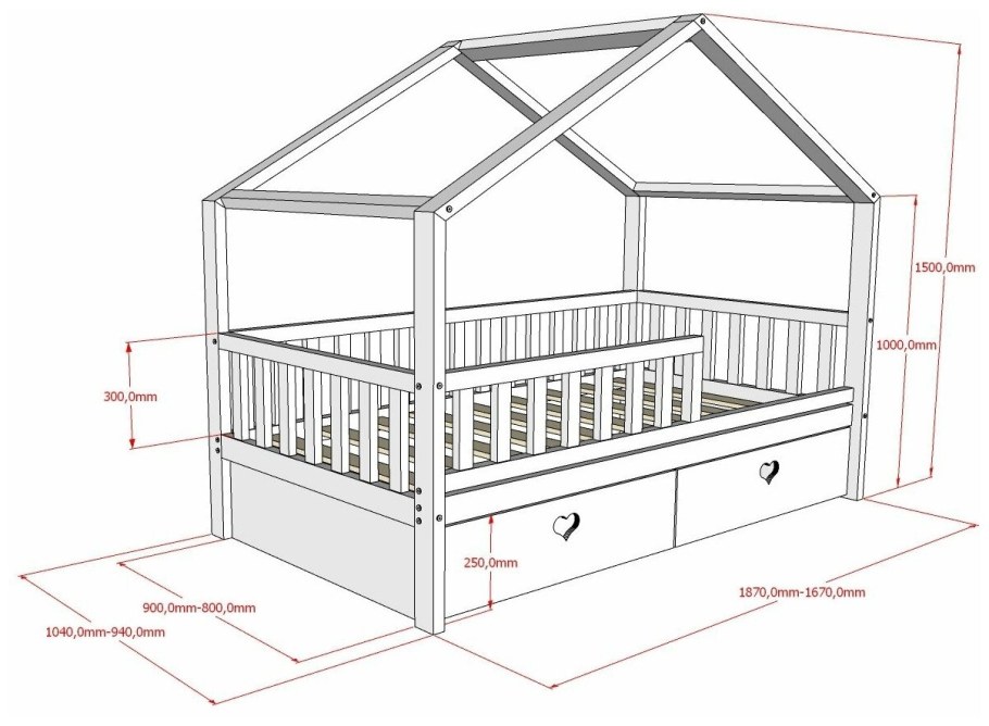 Детская кроватка домик БК-10 (материал бук)