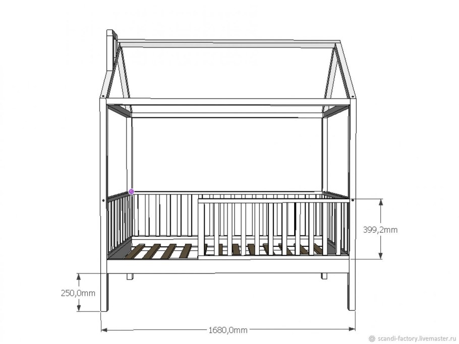 Кровать домик чертеж с размерами 160 80
