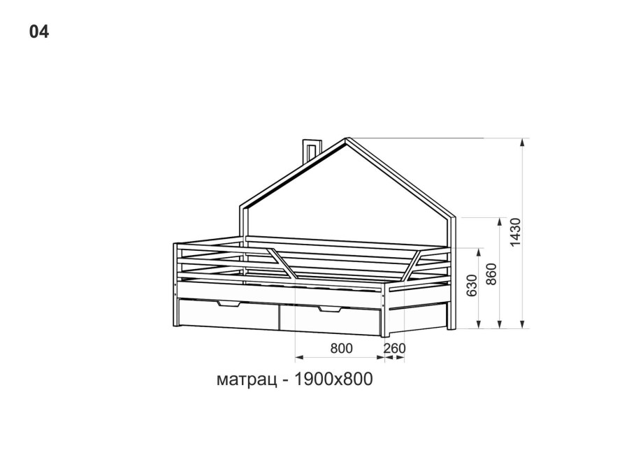 Чертеж детской кровати 160х80