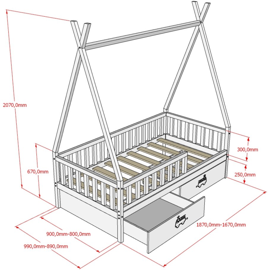 Кроватка 160х80 чертеж