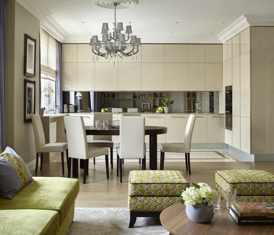 Стильный интерьер кухни гостиной