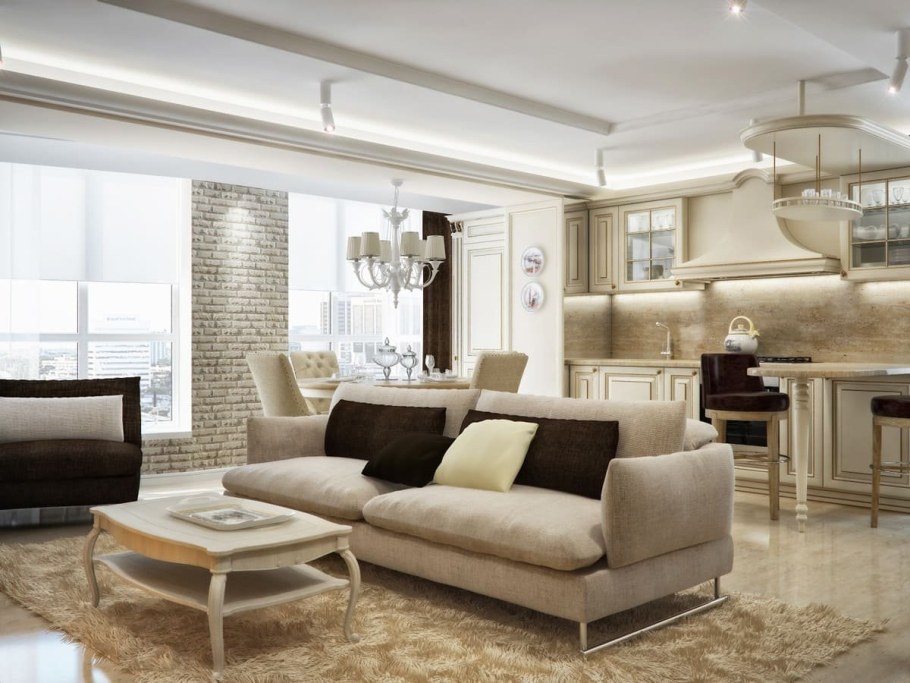 Интерьер кухни-гостиной