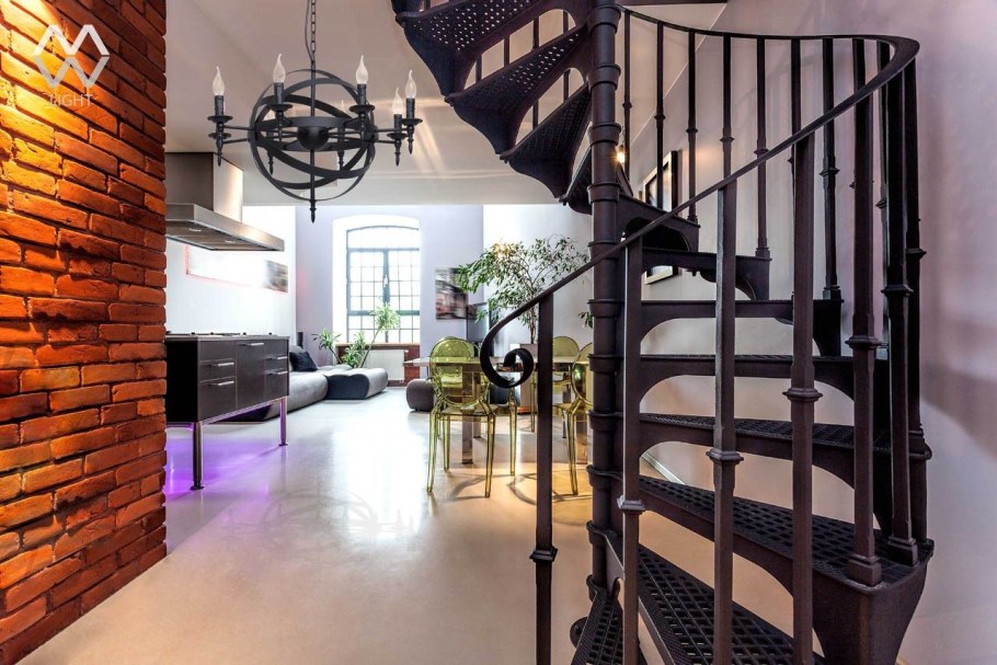 Перила для лестницы в стиле лофт