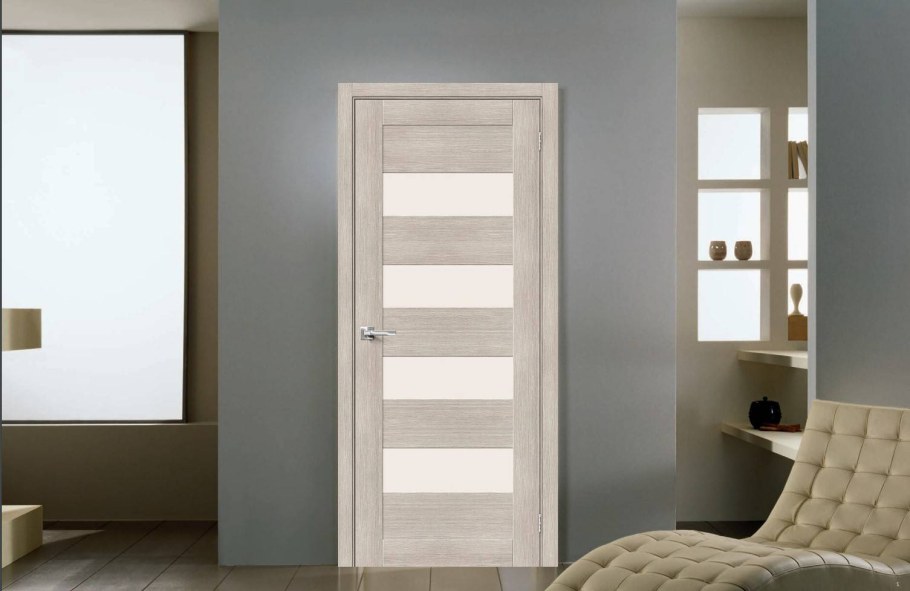 Дверь межкомнатная распашная одностворчатая цвет капучино мелинга