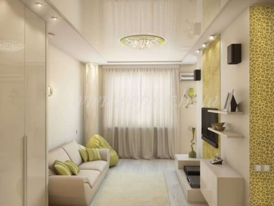 Интерьер узкого зала