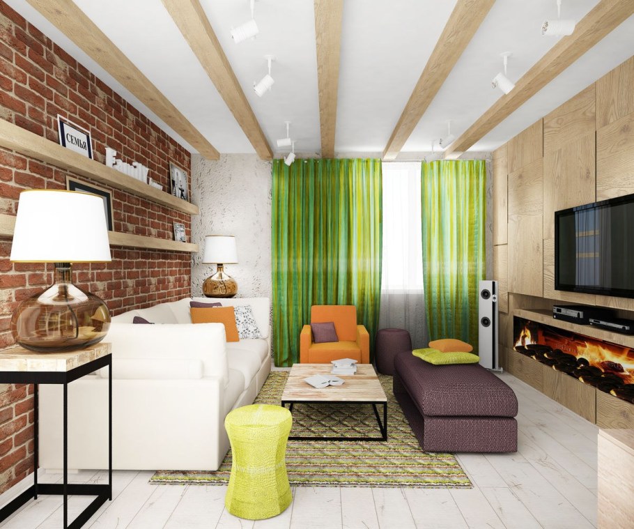 Экостиль гостиная интерьер