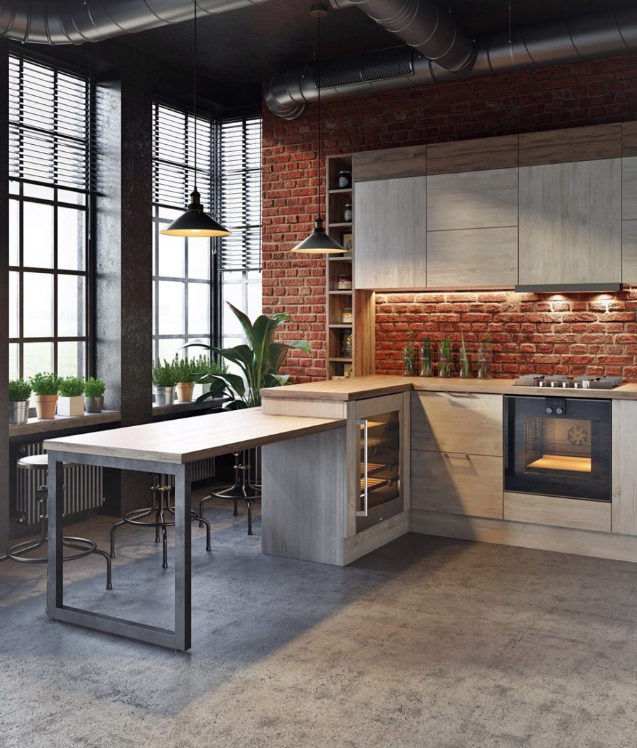 Кухня 6м2 в стиле лофт