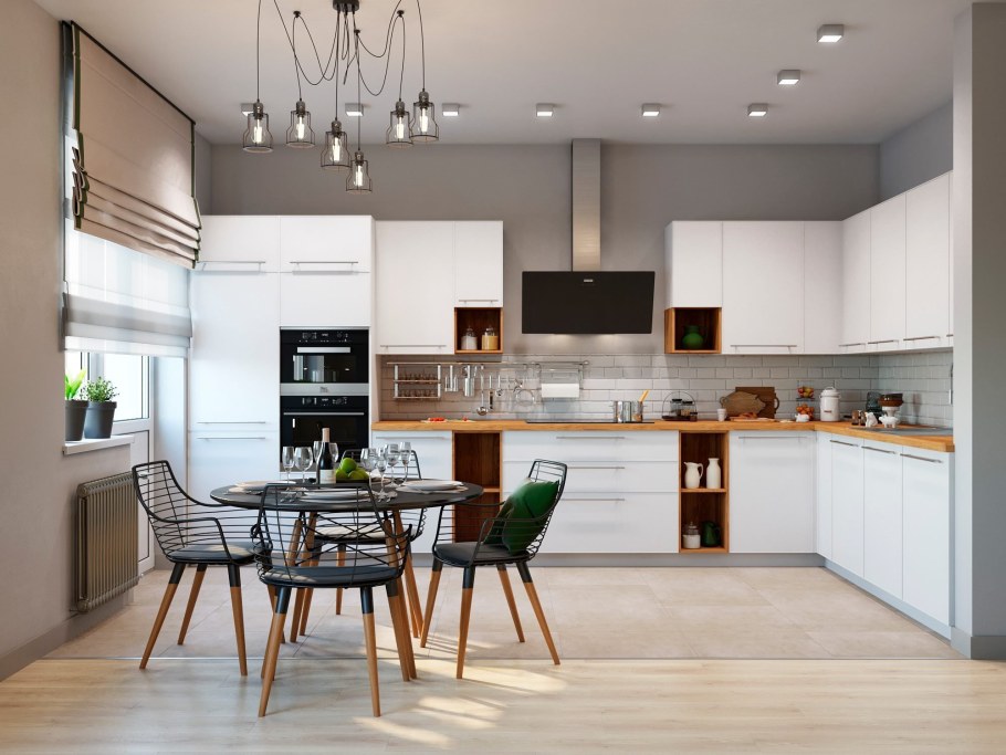 Белая кухня лофт